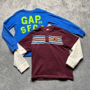 (2) Long Sleeve Shirts Boys Size 10 Blue And Maroon Gap/Gymboree